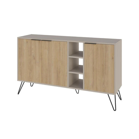 Madia Clara con struttura cashmere 3 ante rovere e nicchie a giorno 142x35,6x83h