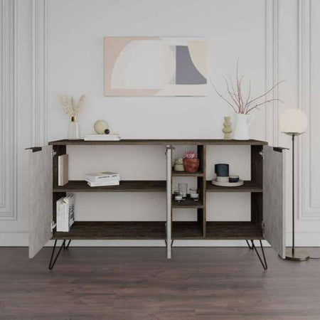 Madia Clara Lagina dark coffe 3 ante effetto marmo grigio opaco 142x35,6x83h