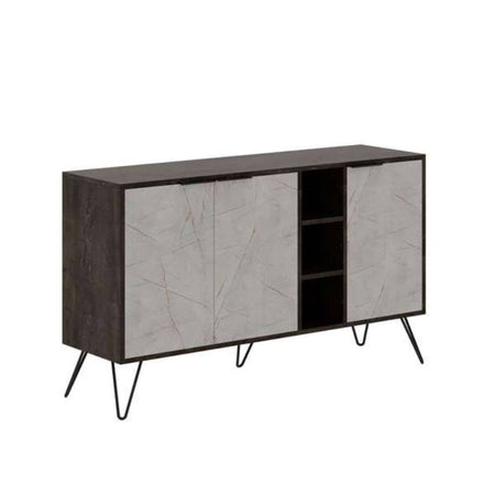 Madia Clara Lagina dark coffe 3 ante effetto marmo grigio opaco 142x35,6x83h