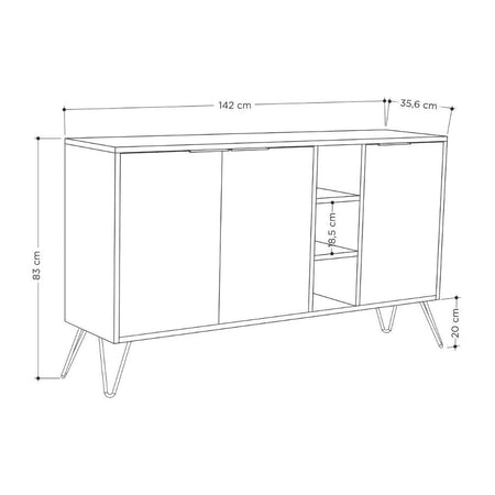 Madia Clara Lagina dark coffe 3 ante effetto marmo grigio opaco 142x35,6x83h