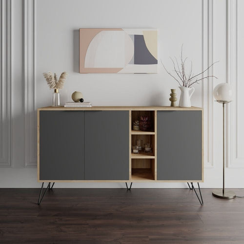 Madia Clara rovere oak 3 ante antracite 142x35,6x83h