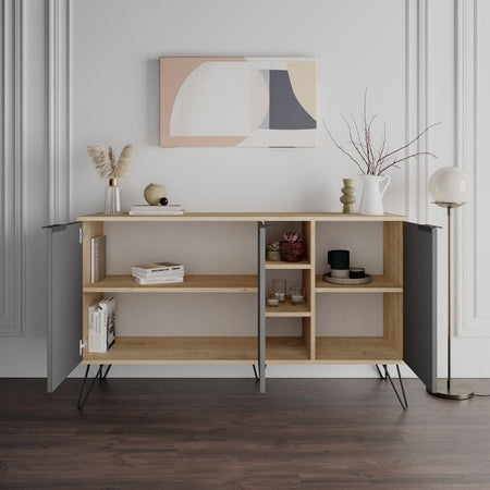 Madia Clara rovere oak 3 ante antracite 142x35,6x83h
