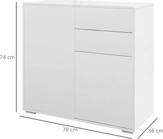 madia-Credenza-Moderna-con-2-Armadietti-e-2-Cassetti-con-Apertura-a-Pressione,-79x36x74cm,-Bianco-Lucido-F838-075V80WTA