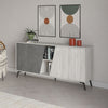Madia Fiona 180 cm. con 2 ante bianco vintage e due ante retro grey