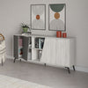 Madia Fiona 180 cm. con 2 ante bianco vintage e due ante retro grey
