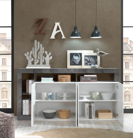 Madia Mogol 4 ante bianco lucido ossido 184x42x93H