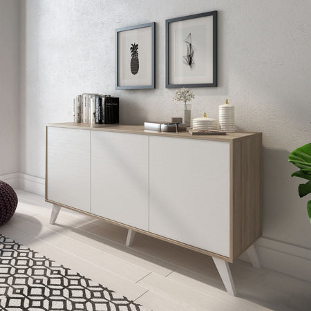 Madia Nimes con 3 ante colore bianco rustica e struttura in olmo almeria