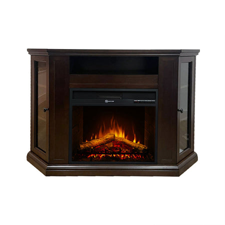 Camino elettrico da terra ad angolo "Madison" in legno 1800 W arredamento Moderno