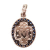 Madonna Miracolosa Medaglia Ovale Con Pietre Bianche Taglio Brillante E Zaffiri In Au 750/1000 Gioiello Religioso Made In Italy