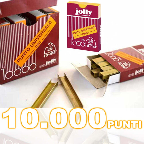 MAESTRI PUNTI SPILLE PUNTE PER SPILLATRICE UFFICIO CASA JOLLY ORO PZ. 10.000 Cancelleria e prodotti per ufficio/Archivio ufficio e accessori per scrivania/Spillatrici e perforatrici/Graffette Trade Shop italia - Napoli, Commerciovirtuoso.it