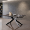 Tavolo Pollux con gambe in ferro e piano in pietra sinterizzata 160/240 x 110 x h 75 cm