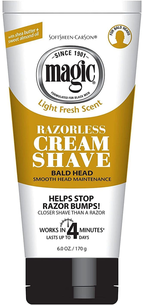 SOFTSHEEN-CARSON MAGIC RAZORLESS CREAM SHAVE BALD HEAD MAINTENANCE 170 G PER BARBA AND HEAD .