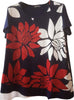 Maglia Donna Blu Rossa Bianca Fiori Made in Italy Maglietta Girocollo Mezze Maniche Over per Signora Top Giada Elegante Maniche Corte BlART. 731345 maglia donna L'Orchidea - Siderno, Commerciovirtuoso.it