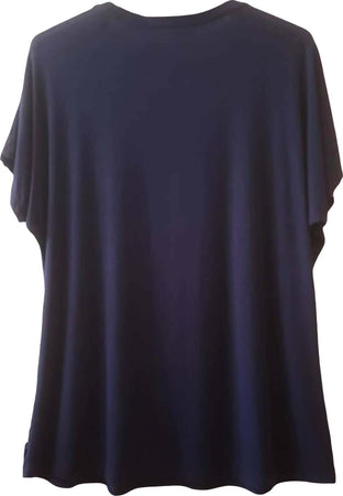 Maglia Donna Blu Rossa Bianca Fiori Made in Italy Maglietta Girocollo Mezze Maniche Over per Signora Top Giada Elegante Maniche Corte BlART. 731345 maglia donna L'Orchidea - Siderno, Commerciovirtuoso.it