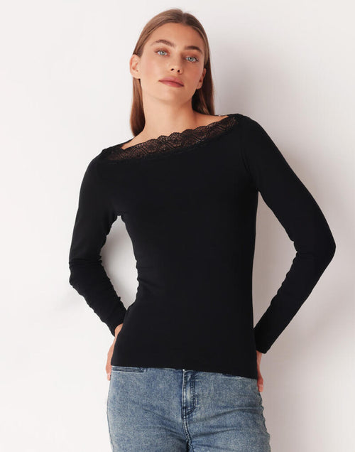 Maglia donna cotonella in cotone bielastico con pizzo art adc49