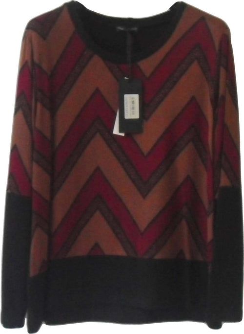 art. ma05581 Maglia da signora elegante con fantasia Bordeaux e beige maglia donna a girocollo CLARA BARONI Maglieria donna L'Orchidea - Siderno, Commerciovirtuoso.it