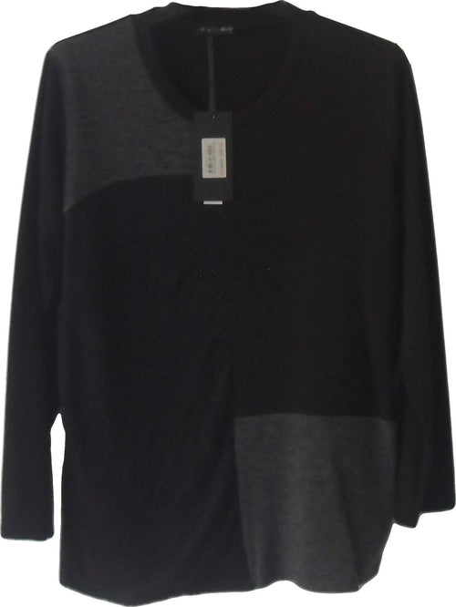 art. ma03868maglia girocollo da donna nera e grigia per signora elegante maglia donna a girocollo CLARA BARONI Maglieria donna L'Orchidea - Siderno, Commerciovirtuoso.it