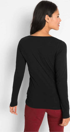 Maglia Donna Manica Lunga Nera Scollo Rotondo Made in Italy Maniche Lunghe Aderente non Segna Maglietta per Lei T-shirt art. ir/md/43 Maglia donna L'Orchidea - Siderno, Commerciovirtuoso.it