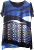 ART. 731347 Maglia Donna Maniche Corte Girocollo Maglietta Made in Italy Estiva Blu Fantasia T-Shirt Larga ART.731347 maglia donna L'Orchidea - Siderno, Commerciovirtuoso.it