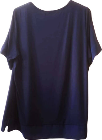 ART. 731347 Maglia Donna Maniche Corte Girocollo Maglietta Made in Italy Estiva Blu Fantasia T-Shirt Larga ART.731347 maglia donna L'Orchidea - Siderno, Commerciovirtuoso.it