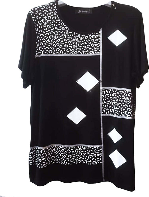 Maglia Donna Maniche Corte Maglietta Over Stampata Fantasia Made in Italy Top Estivo Girocollo Donna ART. 11879 maglia donna L'Orchidea - Siderno, Commerciovirtuoso.it