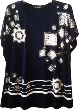 Maglia Donna Maniche Corte T-Shirt Signora Estiva Mezze Maniche Maglietta Maniche Corte Signora Fantasia ART. 116852 maglia donna L'Orchidea - Siderno, Commerciovirtuoso.it