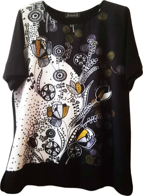Maglia Donna Mezza Manica Girocollo Over Maglietta Maniche Corte Signora Fantasia Made in Italy T-Shirt Estiva Larga ART. 119065 maglia donna L'Orchidea - Siderno, Commerciovirtuoso.it
