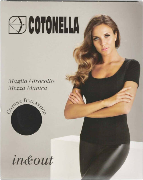 Maglia Donna Nera Girocollo a Manica Corta Cotone Bielastico Vestibilità Aderente Art. GO010 Moda/Donna/Abbigliamento/T-shirt top e bluse/T-shirt L’Orchidea - Siderno, Commerciovirtuoso.it