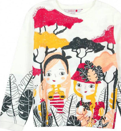 Maglia Estiva Bimba Bianca Stampa Multi Color Maglietta Maniche Lunghe Bambina Girocollo 100% Cotone Fashion Girl t-shirt bambina/ragazza Piccole Canaglie - Tropea, Commerciovirtuoso.it