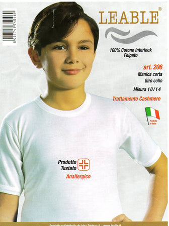 Maglia intima Canottiera Bambino Leable art. 206/208 manica corta girocollo.