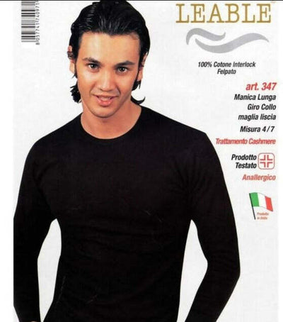 Maglia intima per uomo manica lunga in cotone Interlok con collo a giro Bianco/Nero art. 347/202 (3 Pezzi)