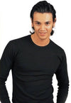Maglia intima per uomo manica lunga in cotone Interlok con collo a giro Bianco/Nero art. 347/202 (3 Pezzi)