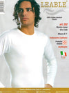 Maglia intima per uomo manica lunga in cotone Interlok con collo a giro Bianco/Nero art. 347/202 (3 Pezzi)