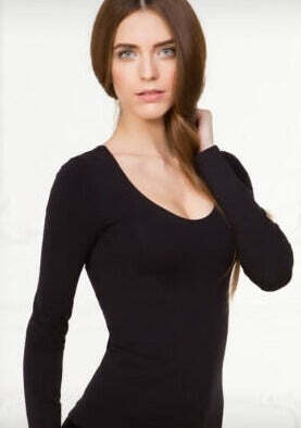 Maglia microfibra manchie lunghe Donna Scollo Americano BELLISSIMA Art. 072 Manica Lunga nera