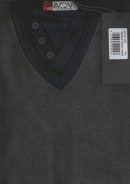 Maglia uomo Tricotone art. av 202 Aqv scollo a v manica lunga con rinforzo nei gomiti maglieria uomo L'Orchidea - Siderno, Commerciovirtuoso.it