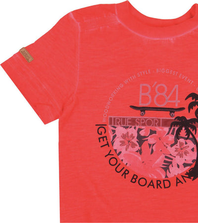 Maglietta Bambino Rossa 100% Cotone Mezze Maniche Estiva Stampata Maglia Maniche Corte Girocollo Bimbo Red Estate casual t-shirt bambino/ragazzo Piccole Canaglie - Tropea, Commerciovirtuoso.it