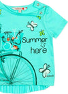 Maglietta Bimba Azzurra Estiva Mezze Maniche Girocollo Top Estate Bambina Casual Turchese Plissettato Sul Retro t-shirt baby femmina Piccole Canaglie - Tropea, Commerciovirtuoso.it