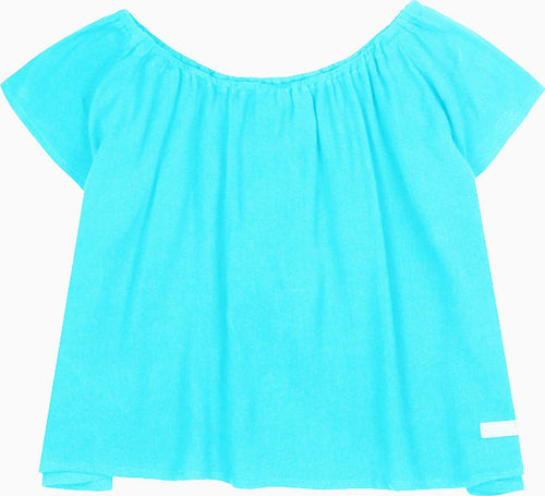 Maglietta Bimba in Cotone Azzurra Top Bambina Estivo in Cotone Scollo a Barchetta Maglia Azzurro Chiaro Bimba camicia bambina/ragazza Piccole Canaglie - Tropea, Commerciovirtuoso.it