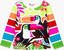 Maglietta Estiva Bimba Multi Color Tucani Maniche Lunghe Girocollo Maglia Estate Leggera Righe Colorata Fluo Bambina Pappagalli e Righe t-shirt bambina/ragazza Piccole Canaglie - Tropea, Commerciovirtuoso.it