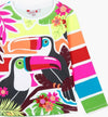 Maglietta Estiva Bimba Multi Color Tucani Maniche Lunghe Girocollo Maglia Estate Leggera Righe Colorata Fluo Bambina Pappagalli e Righe t-shirt bambina/ragazza Piccole Canaglie - Tropea, Commerciovirtuoso.it