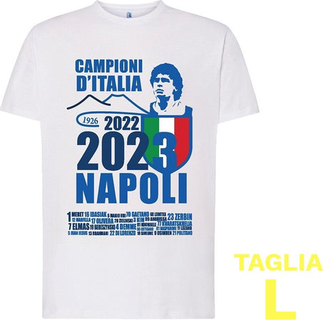 Maglietta Ssc Napoli Tshirt Bianca Con Stampa Campioni D'italia 2023 Calcio Sport e tempo libero/Fan Shop/Calcio/Abbigliamento/Maglie/Uomo Trade Shop italia - Napoli, Commerciovirtuoso.it
