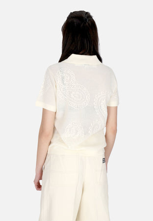 OBEY Maglietta Donna W Briana Open Knit Shirt Unbleached da donna