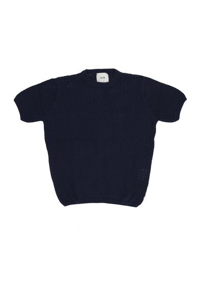 ARTE Maglietta Manica Lunga Uomo Crochet Knit Tee Navy da uomo