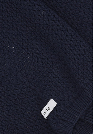 ARTE Maglietta Manica Lunga Uomo Crochet Knit Tee Navy da uomo