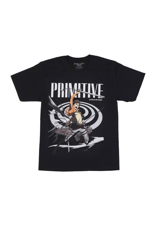 PRIMITIVE Maglietta Uomo Eren Tee X Attack On Titan Black da uomo