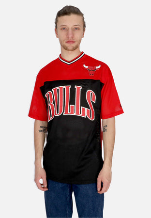 NEW ERA Maglietta Uomo Nba Arch Graphic Mesh Oversize Tee Chibul Front Door Red/black da uomo