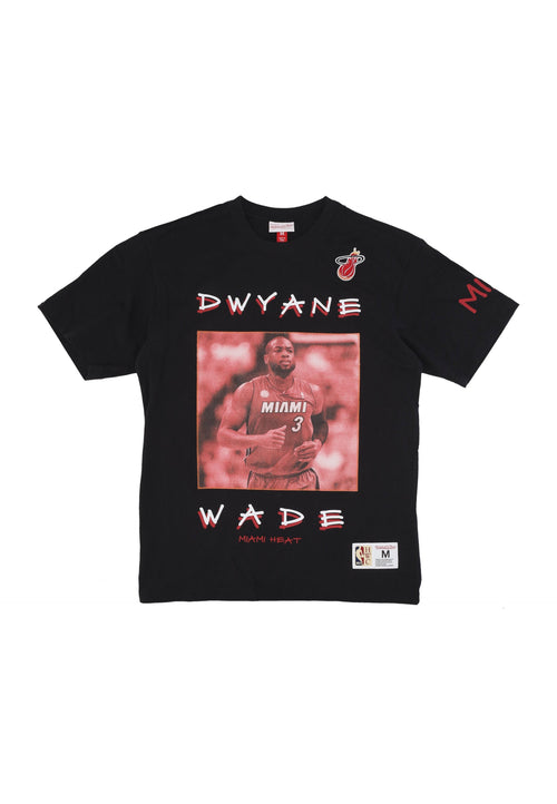 MITCHELL & NESS Maglietta Uomo Nba Heavyweight Premium Player Vintage Logo Tee Dwyane Wade Miahea Black da uomo