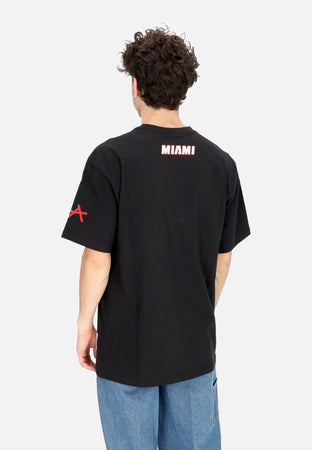 MITCHELL &amp; NESS Maglietta Uomo Nba Heavyweight Premium Player Vintage Logo Tee Dwyane Wade Miahea Black da uomo