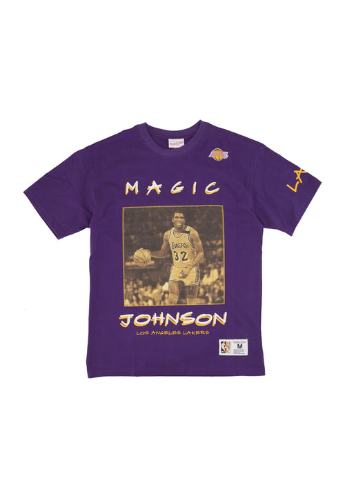 MITCHELL & NESS Maglietta Uomo Nba Heavyweight Premium Player Vintage Logo Tee Ervin Johnson Loslak Purple da uomo