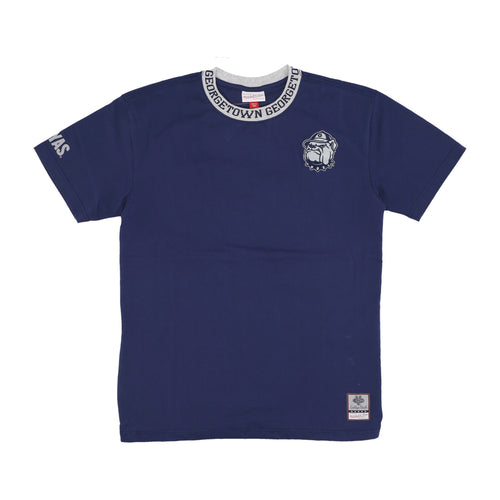 MITCHELL & NESS Maglietta Uomo Ncaa Jacquard Ringer Vintage Logo Tee Geohoy Navy da uomo
